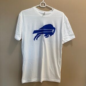 White T-Shirt with Blue Graphic
